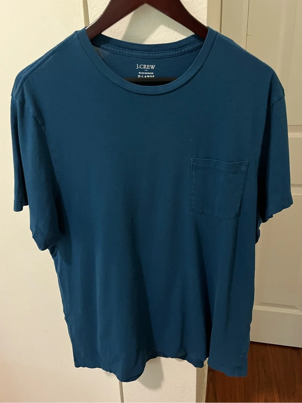 J. Crew Men's Deep Teal Short-Sleeve Slim Washed Pocket Tee